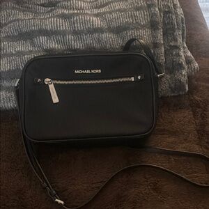 MICHAEL KORS Polly Black Nylon East West Zip Crossbody Bag